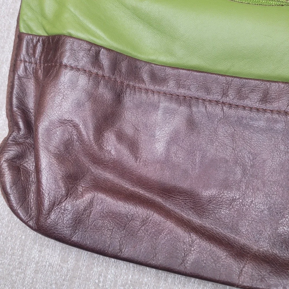 R & Y Augousti Paris Leather &‎ Suede Floral Green Brown 15x15 Throw Pillow RARE